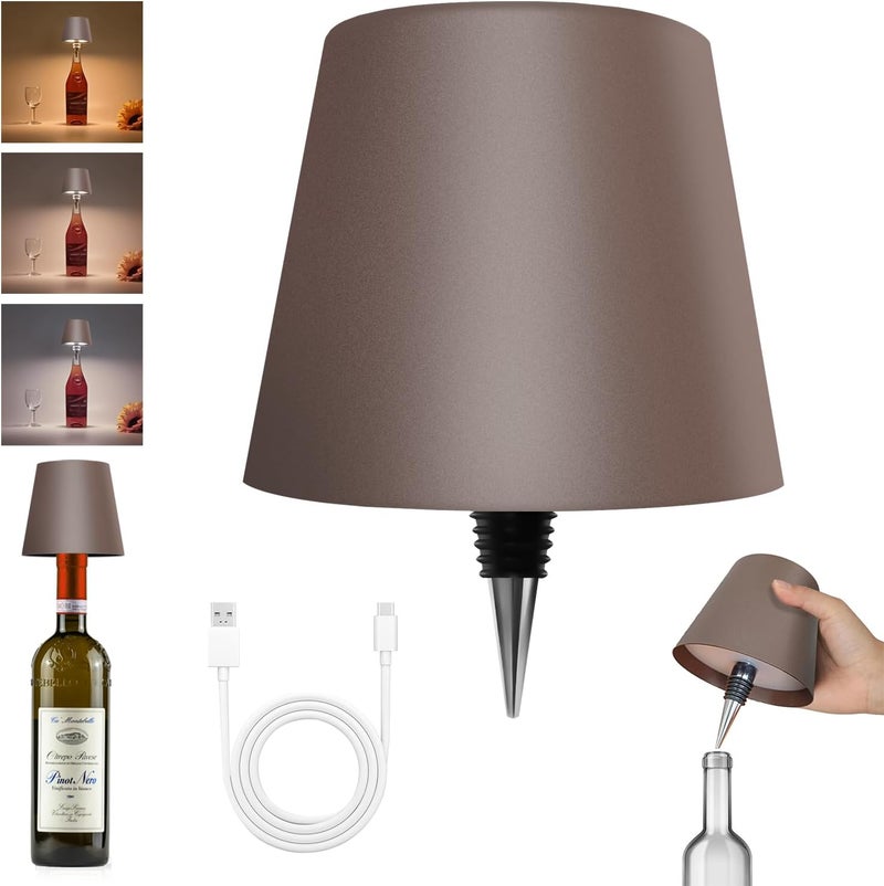 Hoide Store 2025 New Wireless Bottle Lamp - LED Bottle Lights for Liquor & Wine Bottles, Cordless Lampshade, Whiskey Bottle Top Light, Bottle Stopper Night Light Kit, Rechargeable 3-Tone Touch-Dimmable - Image 1
